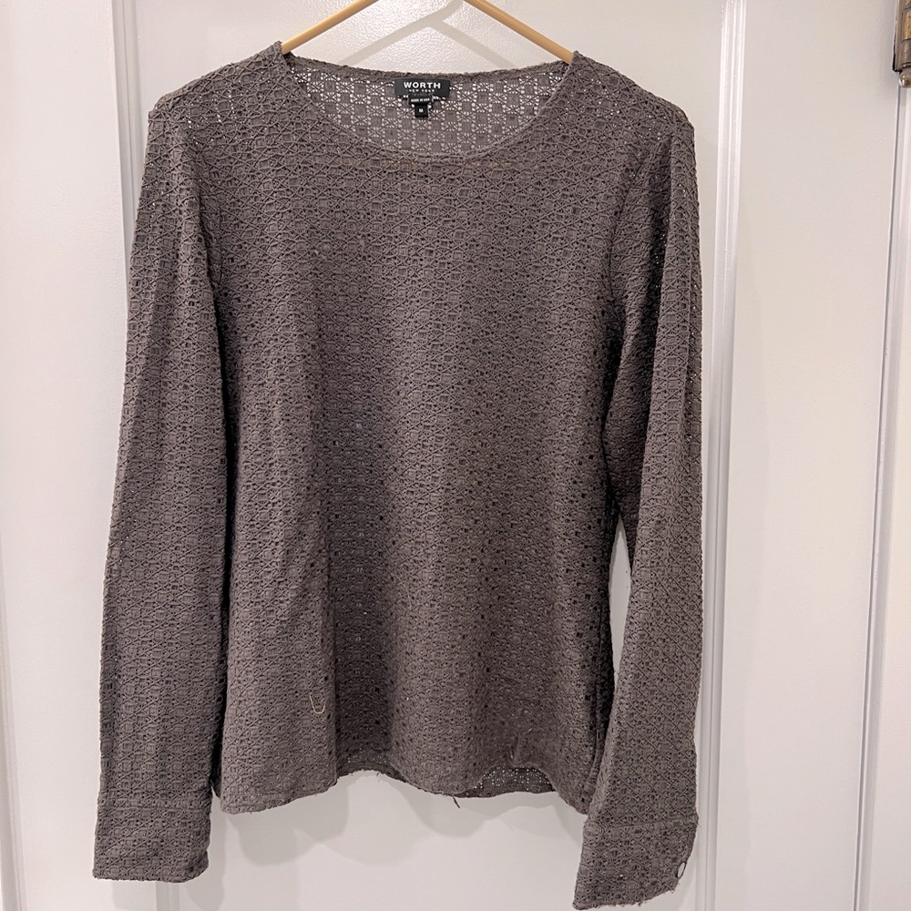 Worth Hazel Brown Eyelet Knit Sweater